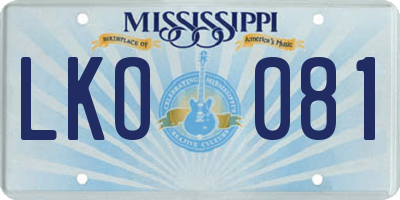 MS license plate LKO081