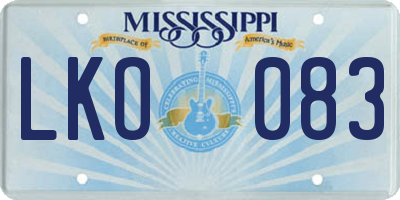 MS license plate LKO083