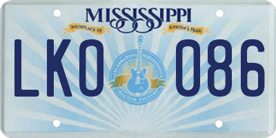 MS license plate LKO086