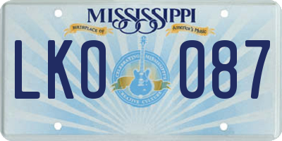 MS license plate LKO087