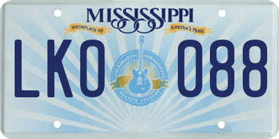 MS license plate LKO088