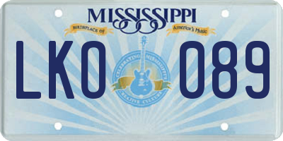 MS license plate LKO089