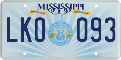 MS license plate LKO093