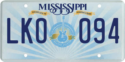 MS license plate LKO094