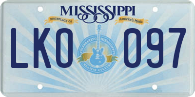 MS license plate LKO097
