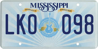 MS license plate LKO098