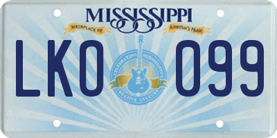 MS license plate LKO099