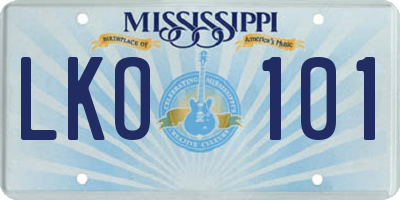 MS license plate LKO101