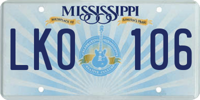 MS license plate LKO106