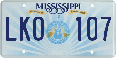 MS license plate LKO107