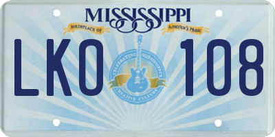 MS license plate LKO108