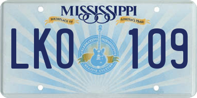 MS license plate LKO109