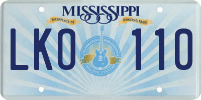 MS license plate LKO110