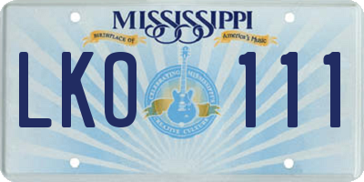 MS license plate LKO111