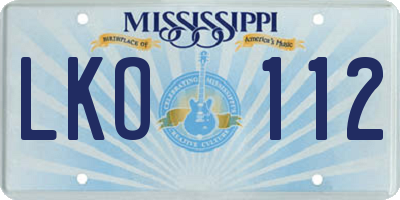 MS license plate LKO112
