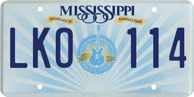 MS license plate LKO114