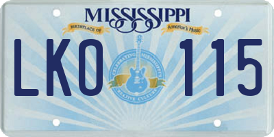 MS license plate LKO115