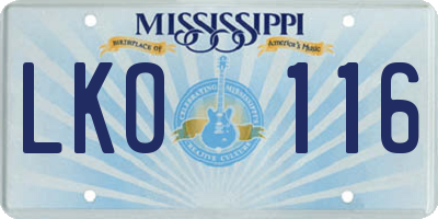 MS license plate LKO116