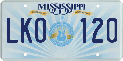 MS license plate LKO120