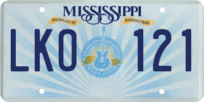 MS license plate LKO121