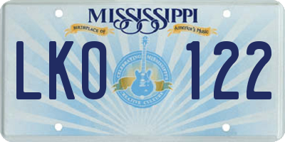 MS license plate LKO122