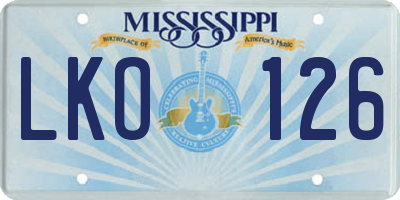MS license plate LKO126