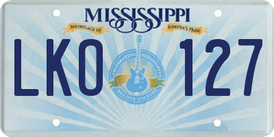 MS license plate LKO127