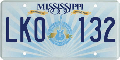 MS license plate LKO132