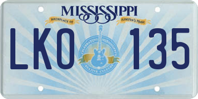 MS license plate LKO135
