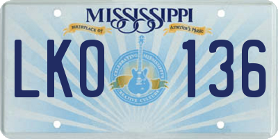 MS license plate LKO136