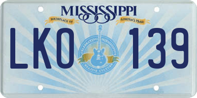 MS license plate LKO139