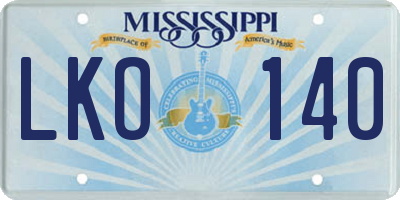 MS license plate LKO140