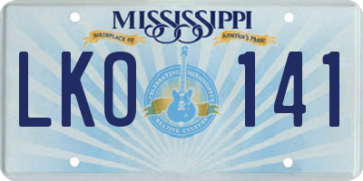 MS license plate LKO141