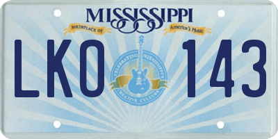 MS license plate LKO143