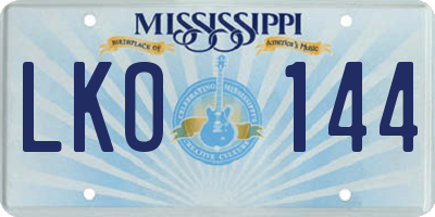 MS license plate LKO144