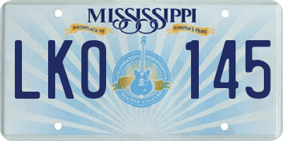 MS license plate LKO145