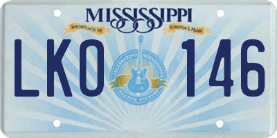 MS license plate LKO146