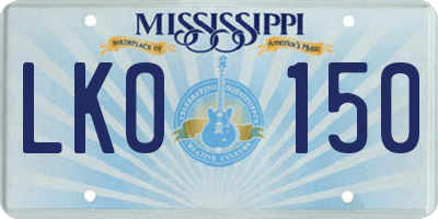 MS license plate LKO150
