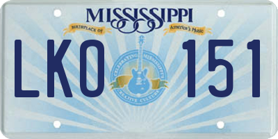 MS license plate LKO151