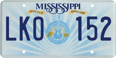 MS license plate LKO152