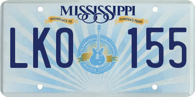 MS license plate LKO155