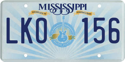 MS license plate LKO156
