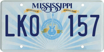 MS license plate LKO157
