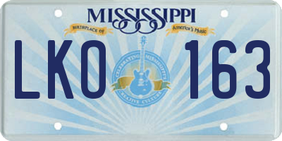 MS license plate LKO163