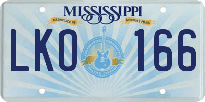 MS license plate LKO166