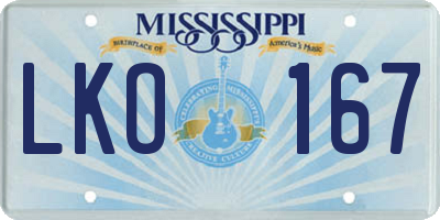 MS license plate LKO167