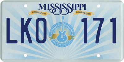 MS license plate LKO171
