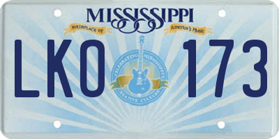 MS license plate LKO173