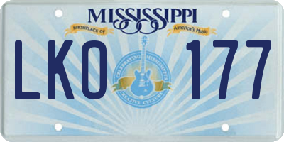 MS license plate LKO177