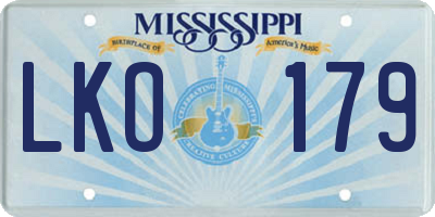 MS license plate LKO179